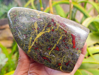Polished Bastite Dragons Blood Standing Free Forms x 2 From Tshipise, South Africa