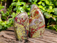 Polished Bastite Dragons Blood Standing Free Forms x 2 From Tshipise, South Africa