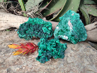 Natural Silky Malachite Specimens x 3 From Kasompe, Congo - Toprock Gemstones and Minerals 
