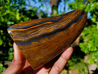 Polished Golden River Tigers Eye Standing Free Forms x 2 From Prieska, South Africa - Toprock Gemstones and Minerals 