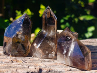 Polished Mix of Clear and Smokey Quartz Crystals x 12 From Ambatondrazaka, Madagascar - Toprock Gemstones and Minerals 