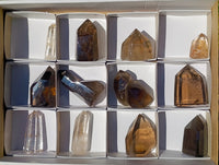 Polished Mix of Clear and Smokey Quartz Crystals x 12 From Ambatondrazaka, Madagascar - Toprock Gemstones and Minerals 