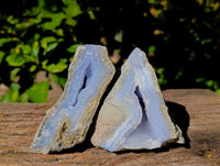 Natural Blue Lace Agate Geode Specimens x 4 From Nsanje, Malawi