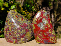 Polished Bastite Dragons Blood Stone Standing Free Forms x 2 From Tshipise, South Africa - Toprock Gemstones and Minerals 