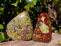 Polished Bastite Dragons Blood Stone Standing Free Forms x 2 From Tshipise, South Africa - Toprock Gemstones and Minerals 
