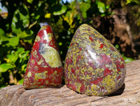 Polished Bastite Dragons Blood Stone Standing Free Forms x 2 From Tshipise, South Africa - Toprock Gemstones and Minerals 