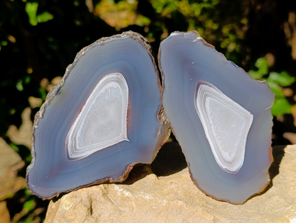 Polished Banded Agate Sliced Pairs x 6 From Madagascar - Toprock Gemstones and Minerals 