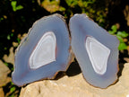 Polished Banded Agate Sliced Pairs x 6 From Madagascar - Toprock Gemstones and Minerals 