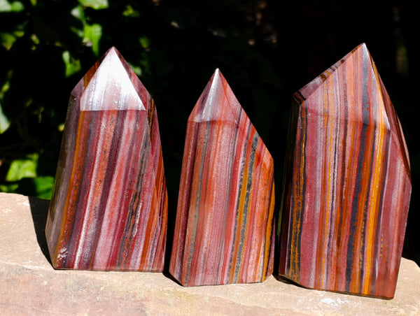 Polished Banded Tiger Iron Points x 3 From Northern Cape, South Africa