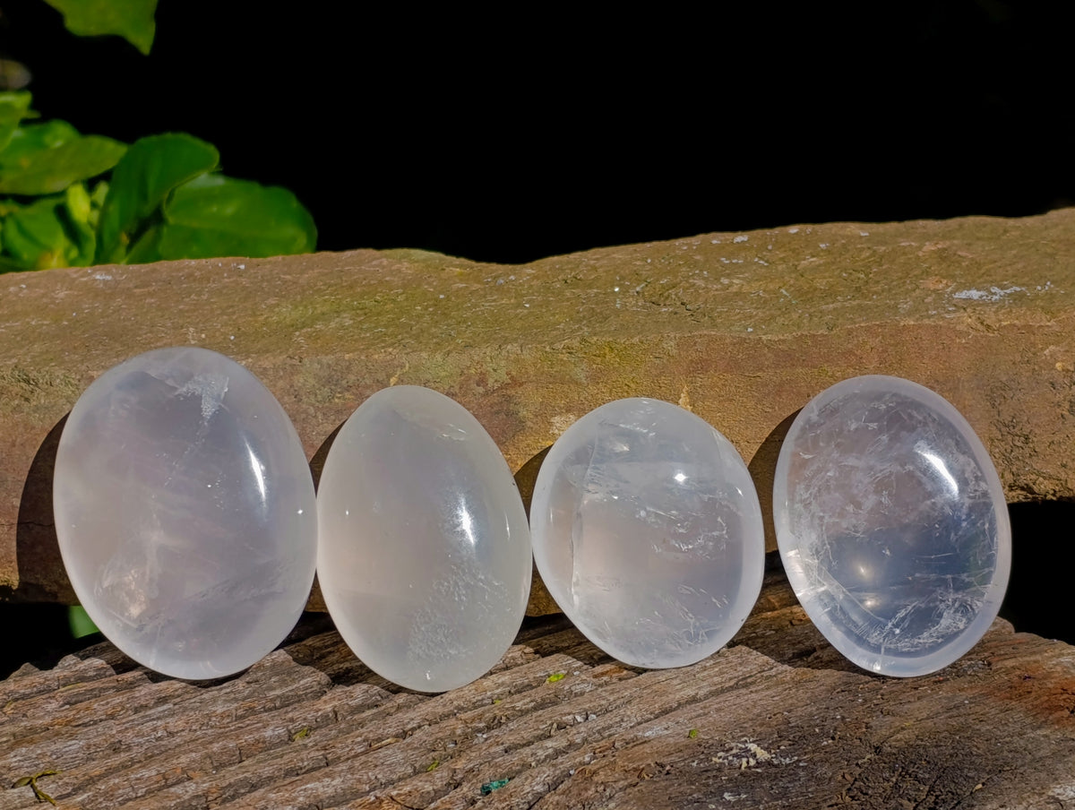 Polished Girasol Pearl Quartz Palm Stones x 31 From Ambatondrazaka, Madagascar - Toprock Gemstones and Minerals 