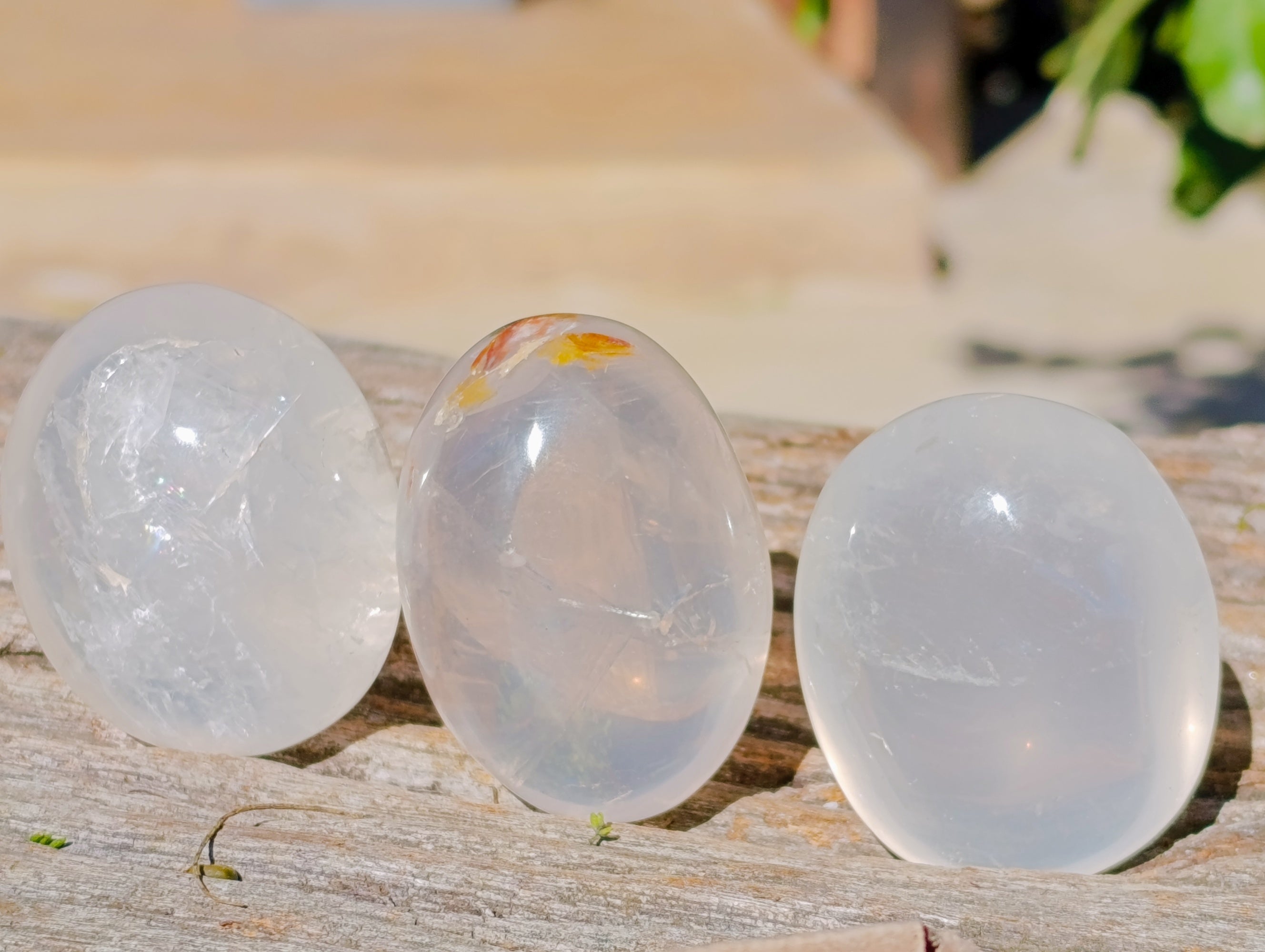 Polished Girasol Pearl Quartz Palm Stones x 31 From Ambatondrazaka, Madagascar - Toprock Gemstones and Minerals 