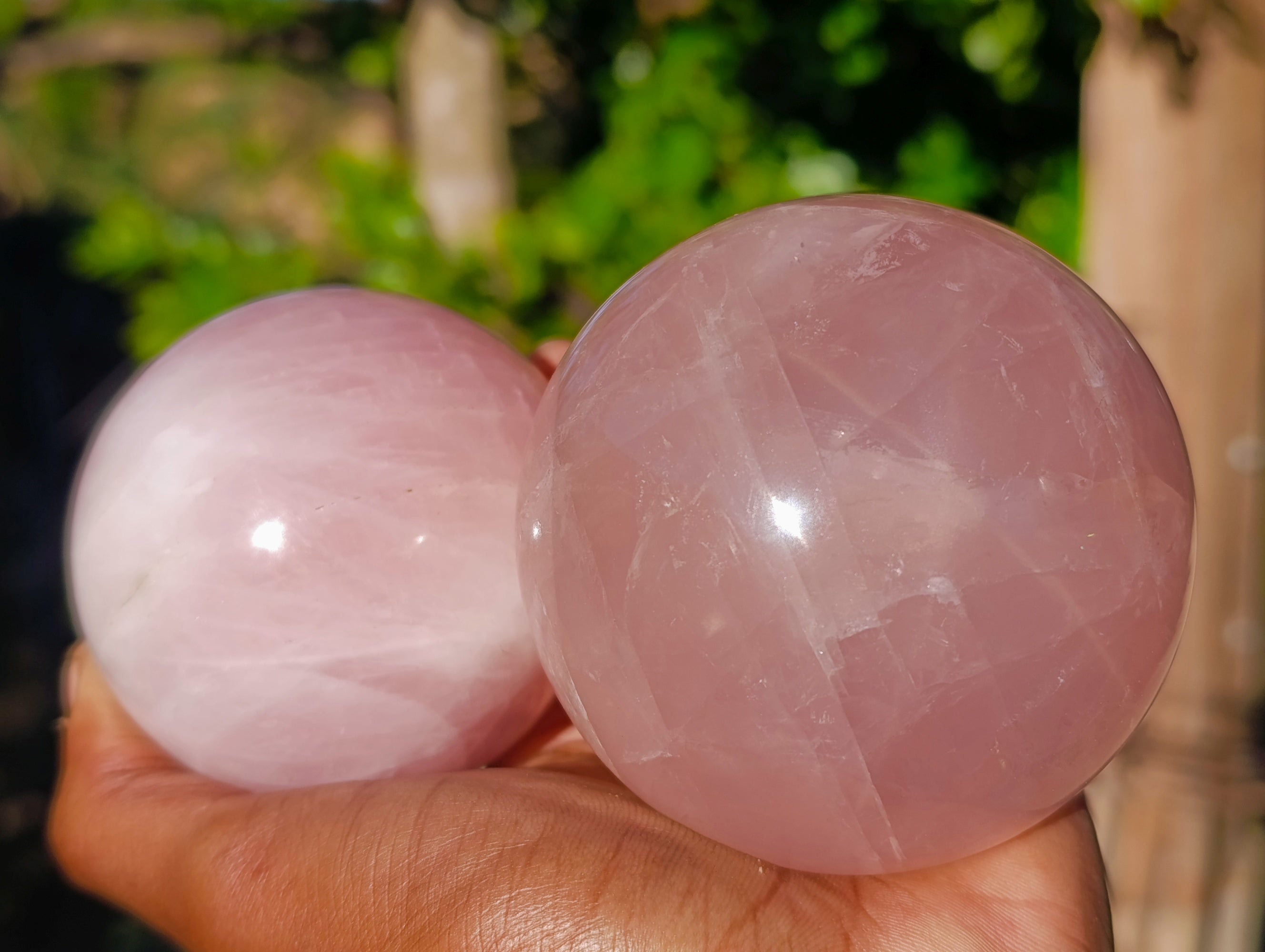 Polished Star Rose Quartz Spheres x 3 From Ambatondrazaka, Madagascar - Toprock Gemstones and Minerals 