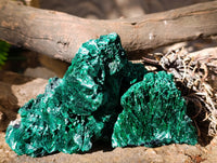 Natural Silky Malachite Specimens x 2 From Kasompe, Congo - Toprock Gemstones and Minerals 