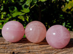 Polished Star Rose Quartz Spheres x 3 From Ambatondrazaka, Madagascar - Toprock Gemstones and Minerals 