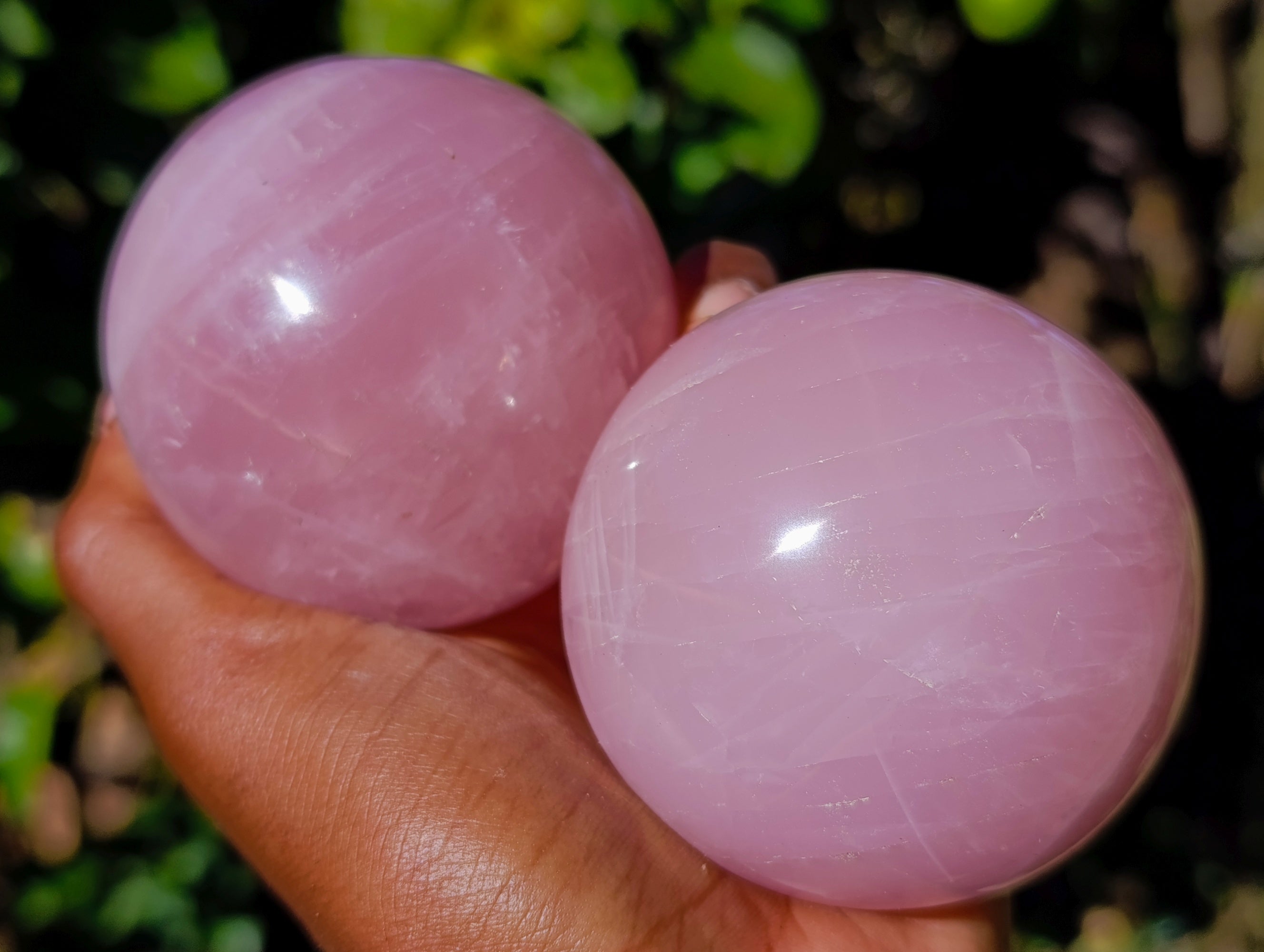 Polished Star Rose Quartz Spheres x 3 From Ambatondrazaka, Madagascar - Toprock Gemstones and Minerals 