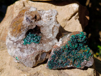 Natural Ball Malachite and Drusy Quartz On Dolomite Matrix Specimens x 2 From Kambove, Congo
