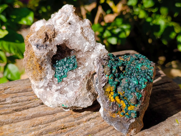 Natural Ball Malachite and Drusy Quartz On Dolomite Matrix Specimens x 2 From Kambove, Congo