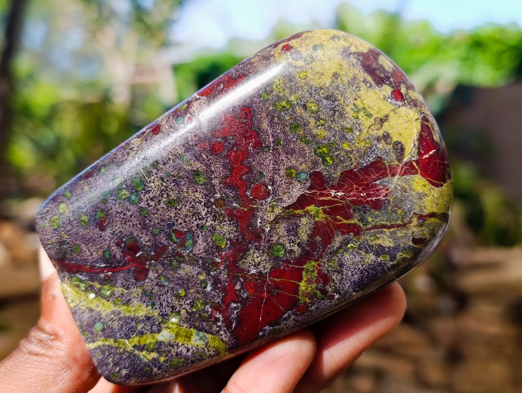 Polished Bastite Dragons Blood Stone Standing Free Forms x 2 From Tshipise, South Africa - Toprock Gemstones and Minerals 