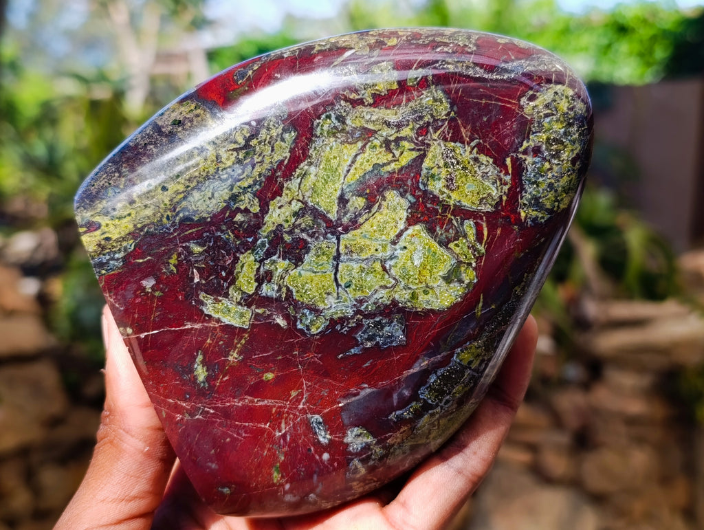 Polished Bastite Dragons Blood Stone Standing Free Forms x 2 From Tshipise, South Africa - Toprock Gemstones and Minerals 