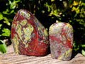 Polished Bastite Dragons Blood Stone Standing Free Forms x 2 From Tshipise, South Africa - Toprock Gemstones and Minerals 