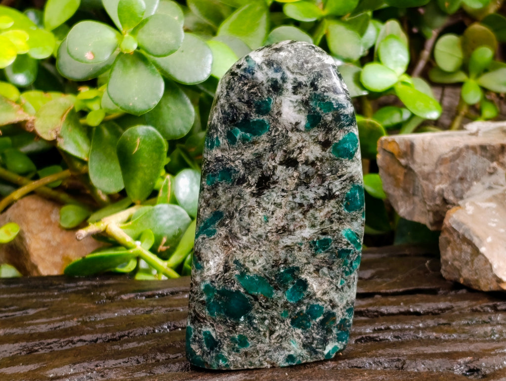 Polished Emerald Mica In Matrix Standing Free Forms x 3 From Mutoko, Zimbabwe - Toprock Gemstones and Minerals 
