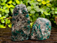 Polished Emerald Mica In Matrix Standing Free Forms x 3 From Mutoko, Zimbabwe - Toprock Gemstones and Minerals 