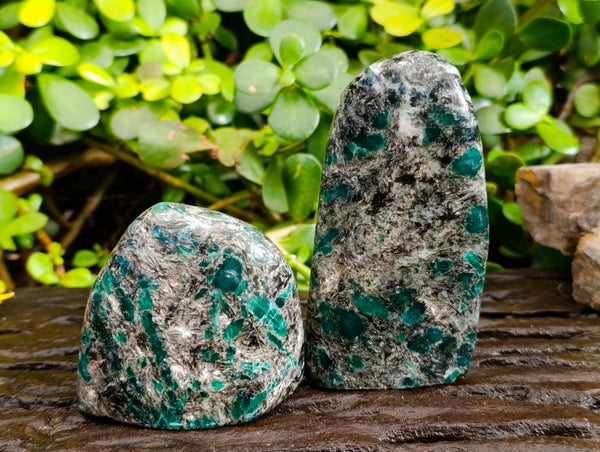 Polished Emerald Mica In Matrix Standing Free Forms x 3 From Mutoko, Zimbabwe - Toprock Gemstones and Minerals 