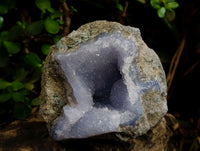 Natural Blue Lace Agate Geode Specimens x 2 From Nsanje, Malawi - Toprock Gemstones and Minerals 