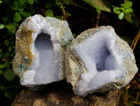 Natural Blue Lace Agate Geode Specimens x 2 From Nsanje, Malawi - Toprock Gemstones and Minerals 