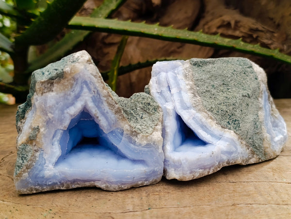 Natural Blue Lace Agate Geode Specimens x 6 From Nsanje, Malawi