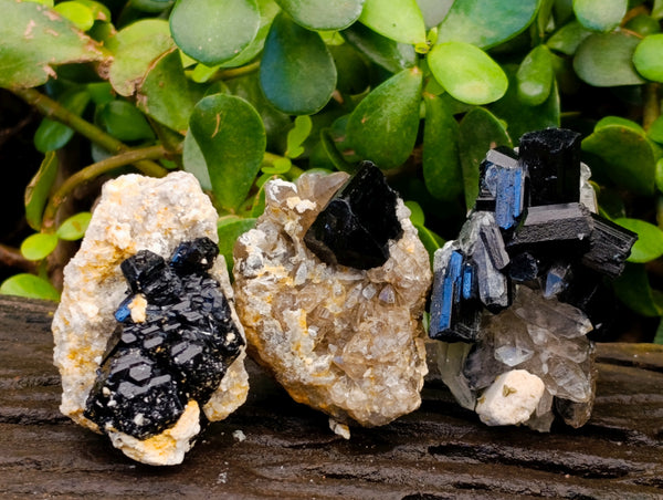 Natural Schorl Black Tourmaline and Smokey Quartz on Orthoclase Matrix with a dash of Hyalite Opal x 12 From Erongo, Namibia - Toprock Gemstones and Minerals 