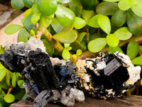 Natural Schorl Black Tourmaline and Smokey Quartz on Orthoclase Matrix with a dash of Hyalite Opal x 12 From Erongo, Namibia - Toprock Gemstones and Minerals 