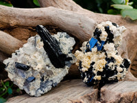 Natural Schorl Black Tourmaline and Smokey Quartz on Orthoclase Matrix with a dash of Hyalite Opal x 12 From Erongo, Namibia - Toprock Gemstones and Minerals 