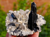 Natural Schorl Black Tourmaline and Smokey Quartz on Orthoclase Matrix with a dash of Hyalite Opal x 12 From Erongo, Namibia - Toprock Gemstones and Minerals 