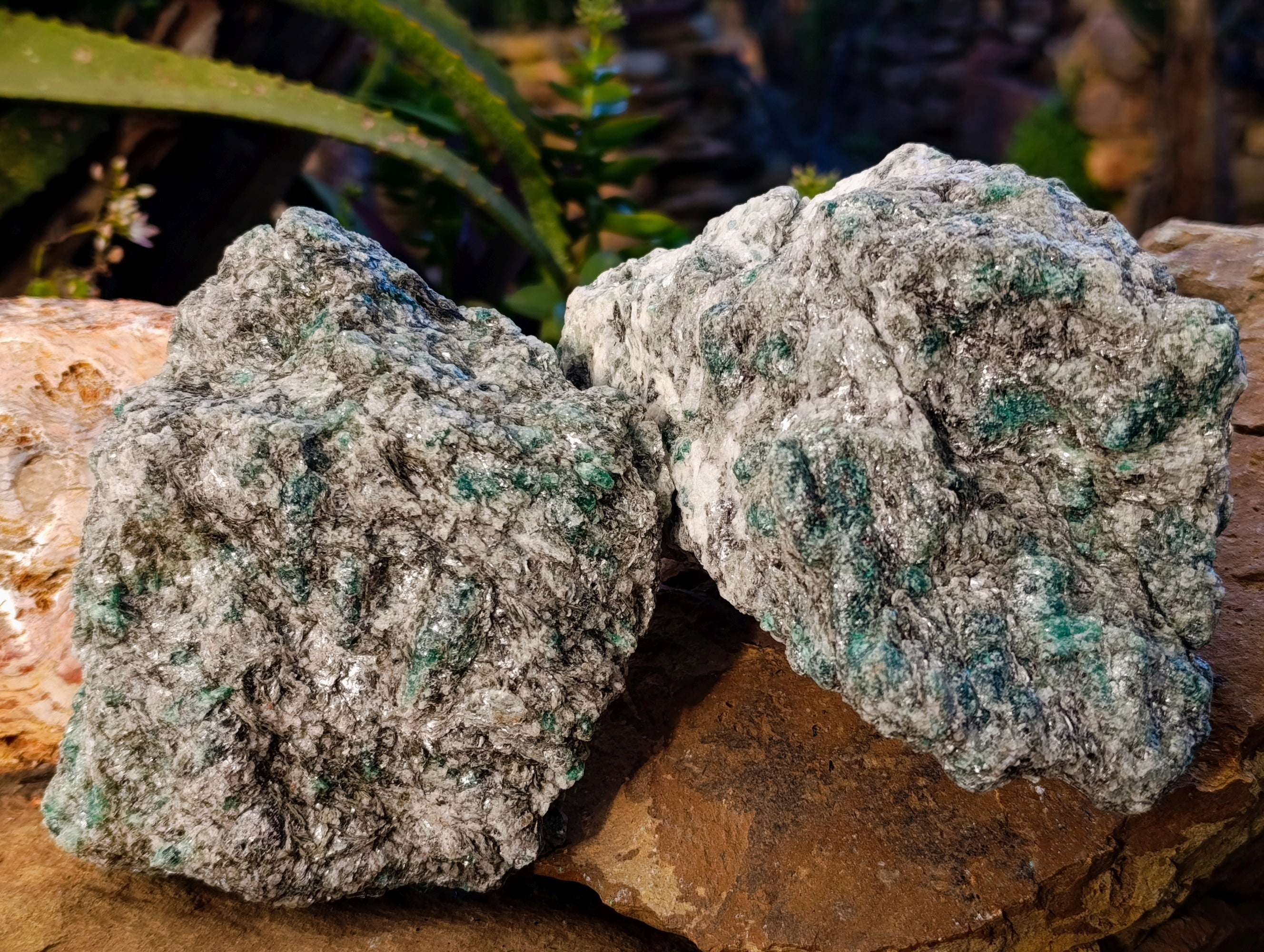 Natural Emerald Mica In Matrix Cobbed Specimens x 2 From Mutoko, Zimbabwe - Toprock Gemstones and Minerals 
