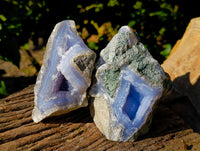 Natural Blue Lace Agate Geode Specimens x 3 From Nsanje, Malawi - Toprock Gemstones and Minerals 