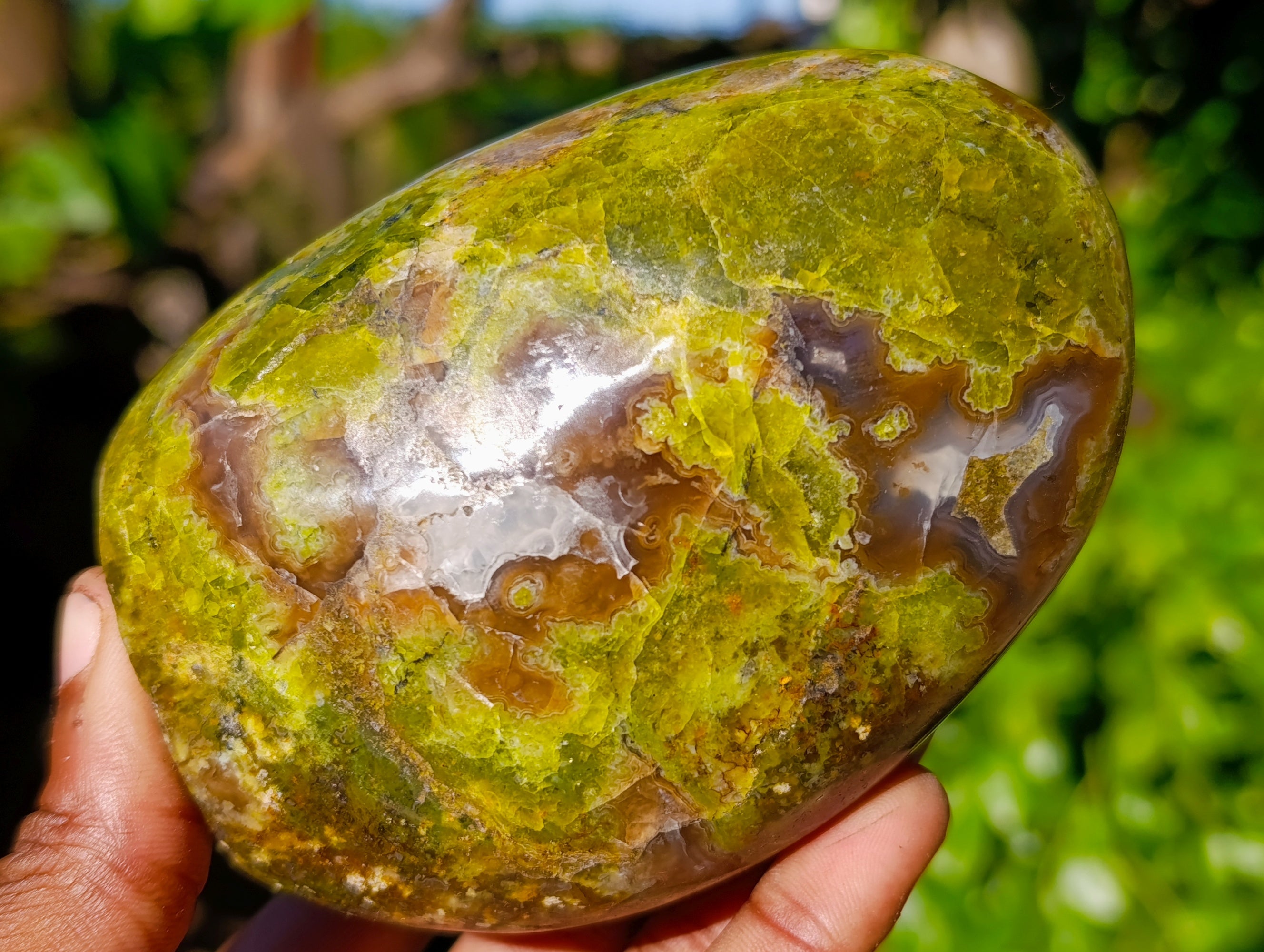 Polished Green Opal Standing Free Forms x 3 From Betroka, Madagascar - Toprock Gemstones and Minerals 