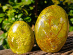 Polished Green Opal Standing Free Forms x 3 From Betroka, Madagascar - Toprock Gemstones and Minerals 