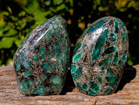 Polished Emerald Mica In Matrix Standing Free Forms x 3 From Mutoko, Zimbabwe - Toprock Gemstones and Minerals 