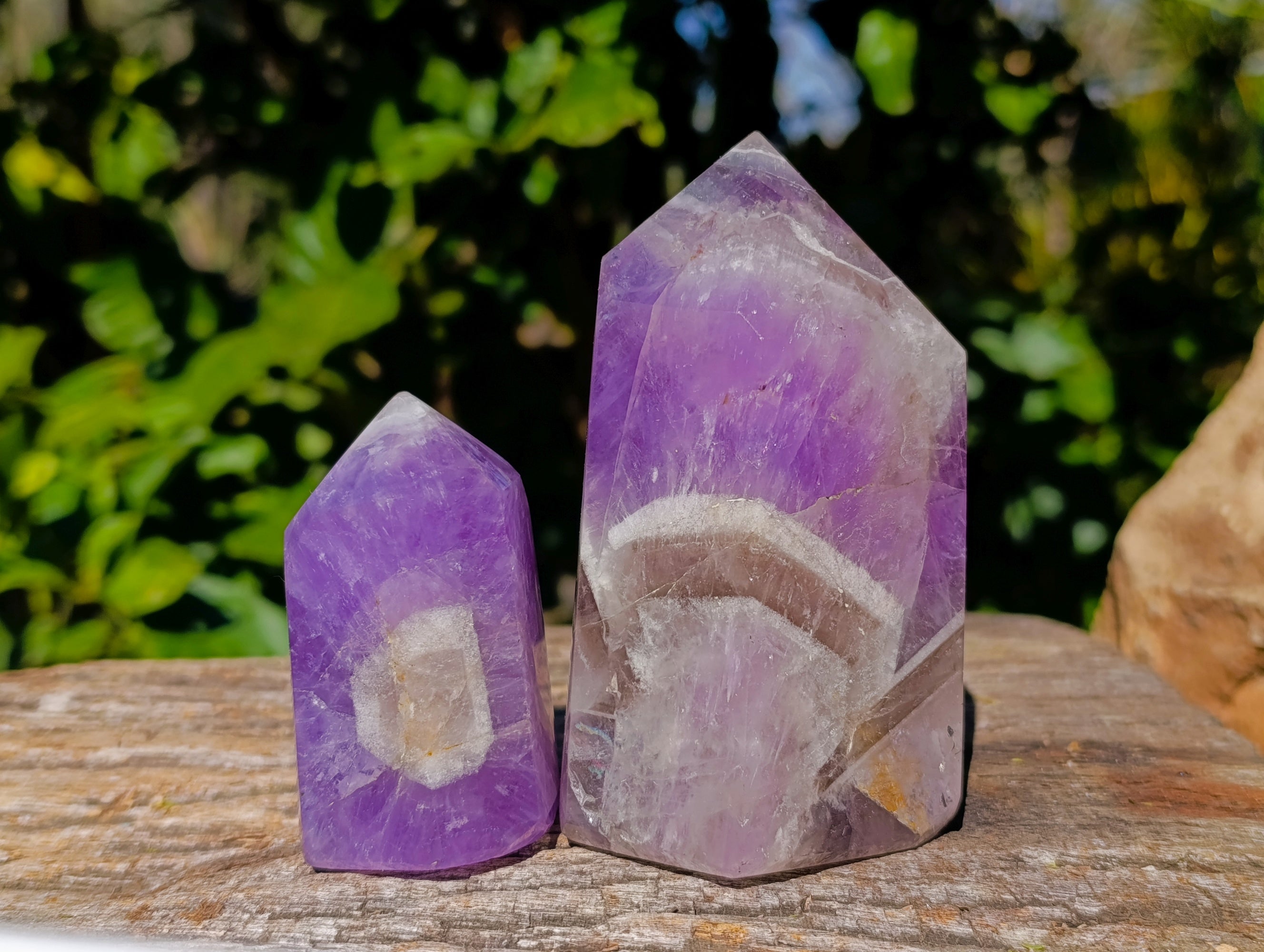 Polished Chevron Amethyst Points x 4 From Ankazobe, Madagascar - Toprock Gemstones and Minerals 