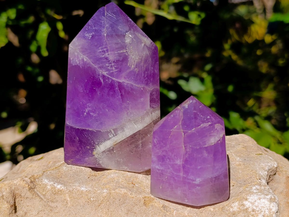Polished Chevron Amethyst Points x 4 From Ankazobe, Madagascar - Toprock Gemstones and Minerals 