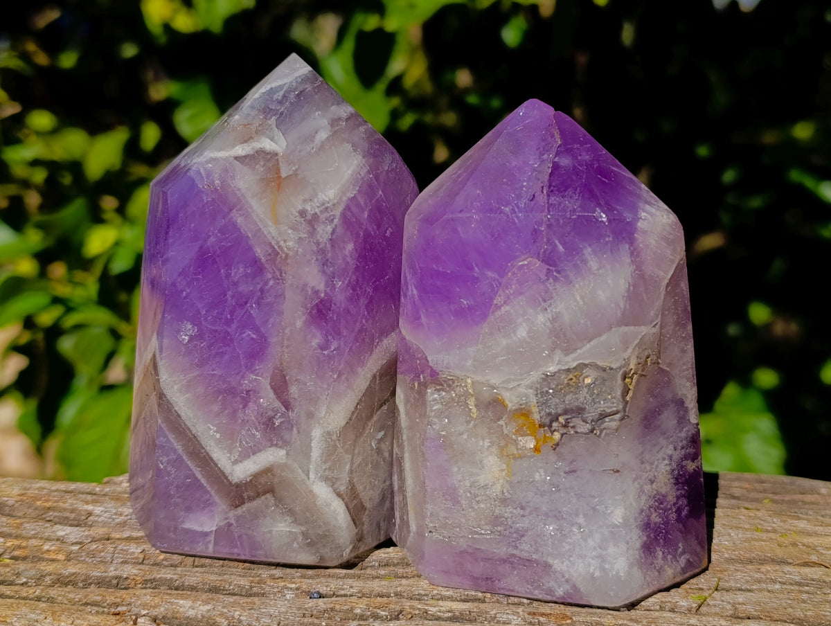 Polished Chevron Amethyst Points x 4 From Ankazobe, Madagascar - Toprock Gemstones and Minerals 