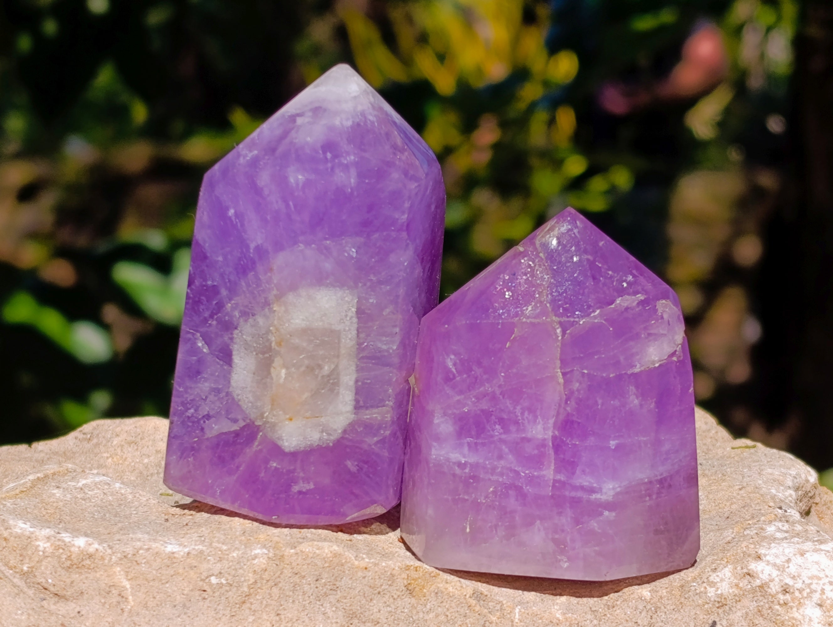 Polished Chevron Amethyst Points x 4 From Ankazobe, Madagascar - Toprock Gemstones and Minerals 