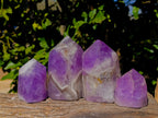 Polished Chevron Amethyst Points x 4 From Ankazobe, Madagascar - Toprock Gemstones and Minerals 