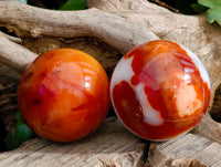 Polished Carnelian Agate Spheres x 4 From Madagascar - Toprock Gemstones and Minerals 