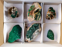 Natural Ball Malachite and Drusy Quartz On Dolomite Matrix Specimens x 6 From Kambove, Congo
