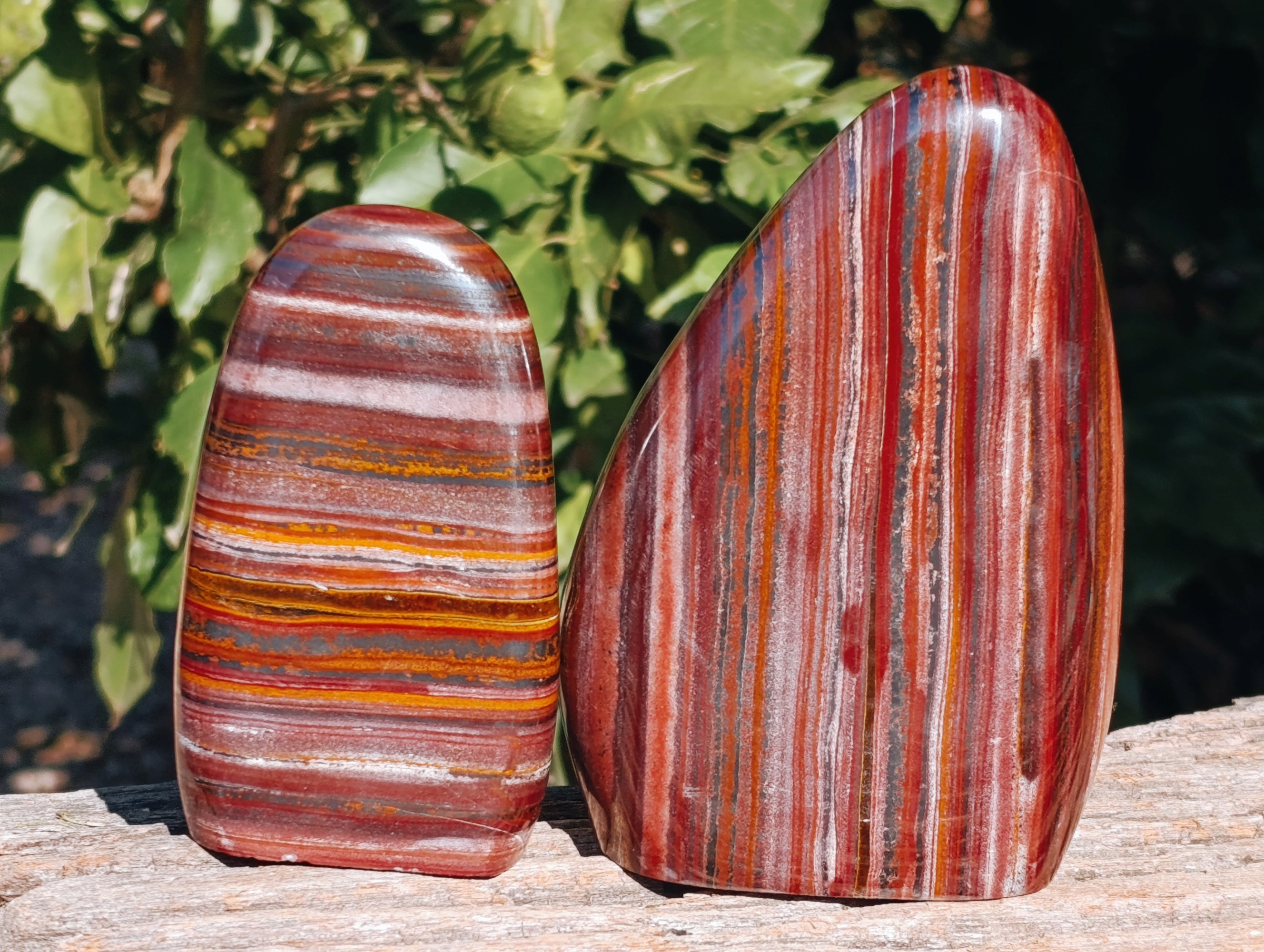 Polished Banded Tiger Iron Jasper Standing Free Forms x 2 From South Africa - Toprock Gemstones and Minerals 