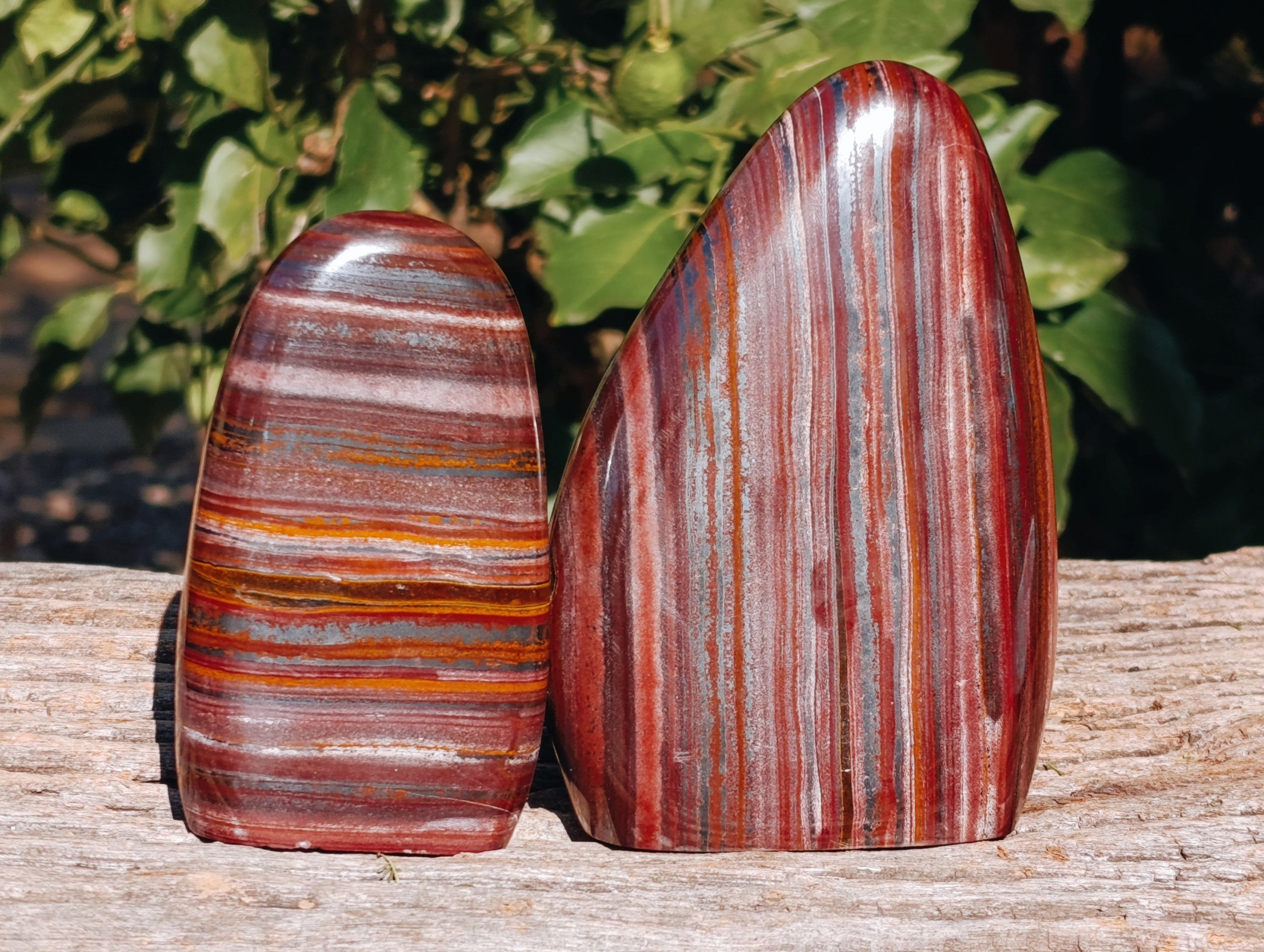 Polished Banded Tiger Iron Jasper Standing Free Forms x 2 From South Africa - Toprock Gemstones and Minerals 
