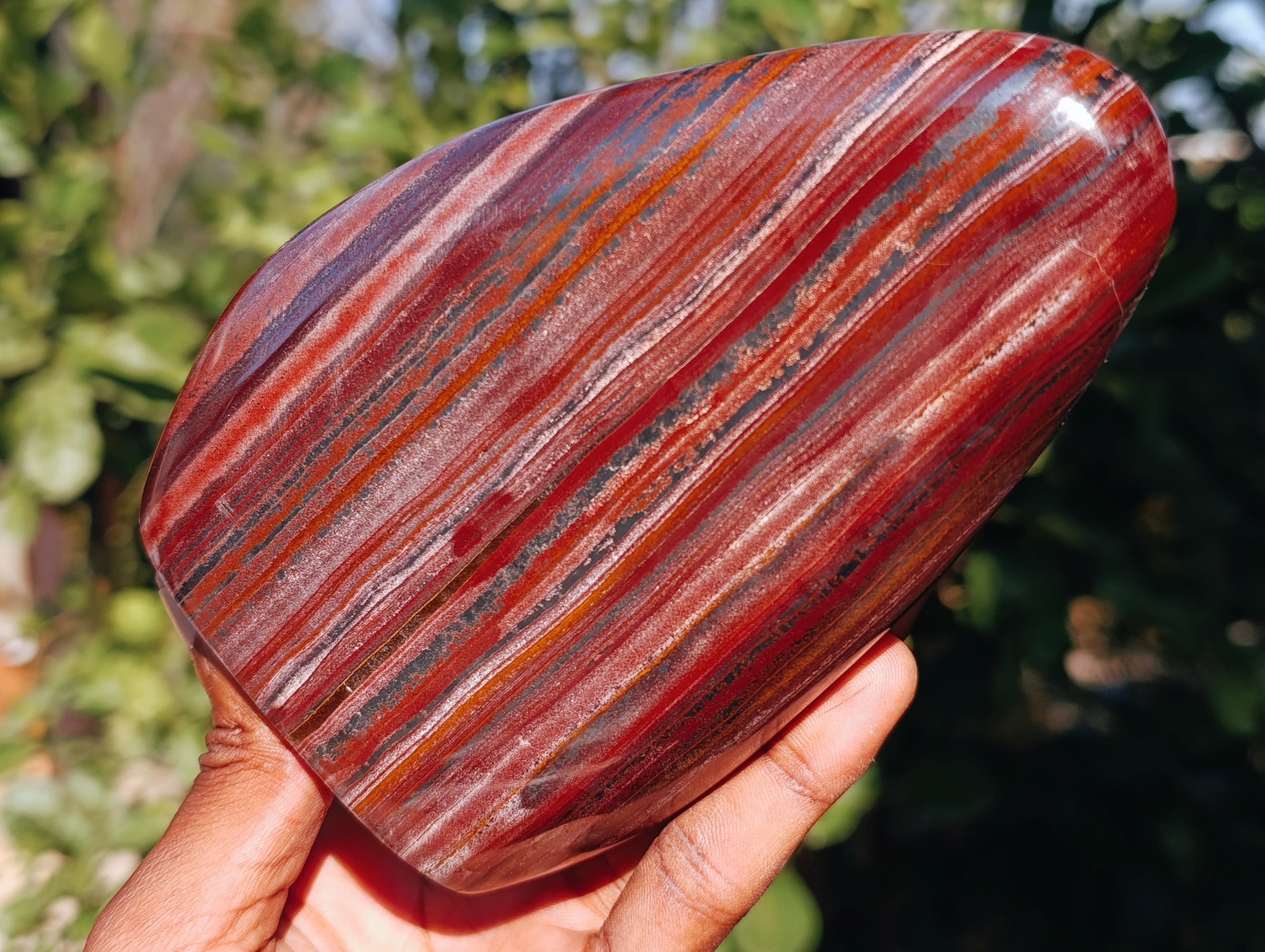 Polished Banded Tiger Iron Jasper Standing Free Forms x 2 From South Africa - Toprock Gemstones and Minerals 