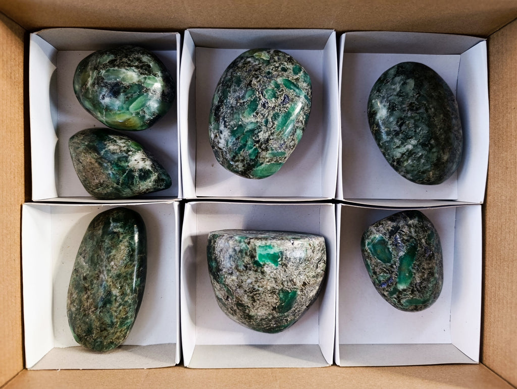 Polished Emerald Mica In Matrix Free Forms x 7 From Mutoko, Zimbabwe - Toprock Gemstones and Minerals 